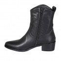 Stivaletto texano da donna con cerniera in pelle nera con tacco 5 - Misure disponibili: 32, 33, 34, 35, 42, 43, 44, 45, 46, 47