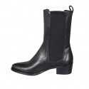 Bottines texanes hautes pour femmes en cuir noir avec élastiques talon 4 - Pointures disponibles:  32, 33, 34, 43, 44, 45, 46, 47