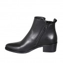 Stivaletto texano a punta da donna con cerniere in pelle nera tacco 4 - Misure disponibili: 32, 33, 34, 35, 42, 43, 44, 45, 46, 47