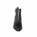 Woman's pointy texan ankle boot with zippers in black leather heel 4 - Available sizes:  32, 33, 34, 35, 42, 43, 44, 45, 46, 47