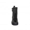 Woman's laced combat style ankle boot with zipper, captoe and buckles in black leather with heel 3 - Available sizes:  34, 43, 44