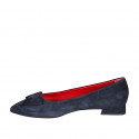 ﻿Women's pointy pump in blue suede with accessory heel 1 - Available sizes:  43, 45