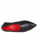 Woman's pointy loafer in black leather with heel 1 - Available sizes:  32, 33, 34, 35, 42, 43, 44, 45