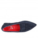 Woman's pointy loafer in blue suede with heel 1 - Available sizes:  33, 34, 35, 42, 43, 44, 45