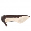 Woman's pump with rounded tip in brown leather heel 7 - Available sizes:  32, 33, 34, 35, 42, 43, 44