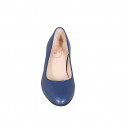 Escarpin pour femmes à bout arrondi en cuir bleu talon 6 - Pointures disponibles:  32, 33, 34, 43