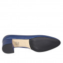 Zapato de salon redondeado para mujer en piel azul tacon 6 - Tallas disponibles:  32, 33, 34, 42, 43, 44