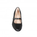 Escarpin pour femmes en cuir noir avec courroie talon 6 - Pointures disponibles:  43, 44, 45