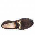 Mocassin pour femmes avec accessoire en daim marron avec talon 5 - Pointures disponibles:  33, 34, 43, 44, 45