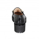 Mocasín para mujer con accesorio en charol negro tacon 5 - Tallas disponibles:  34, 42, 43, 44