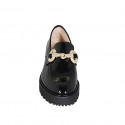 Woman's mocassin with accessory in black patent leather heel 5 - Available sizes:  32, 33, 34, 42, 43, 44, 45