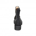 Botines para mujer con cremallera, elastico y accesorio en piel negra tacon 5 - Tallas disponibles:  32, 33, 34, 42, 43, 44, 45