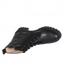 Stivaletto stringato da donna con cerniera in pelle nera con tacco 5 - Misure disponibili: 32, 33, 34, 42, 43, 44, 45