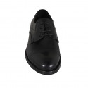 Elegante zapato derby para hombre en piel negra con cordones, elasticos y puntera - Tallas disponibles:  36, 37, 38, 46, 47, 48, 49, 50