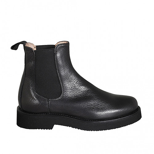 Stivaletto da donna in pelle nera con elastici e tacco 3 - Misure disponibili: 34, 42, 43, 45