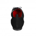 Mocasin con punta cuadrada y moño para mujer en gamuza y charol negro tacon 1 - Tallas disponibles:  44