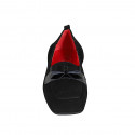 Mocasin con punta cuadrada y moño para mujer en gamuza y charol negro tacon 1 - Tallas disponibles:  44