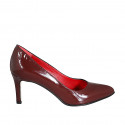 Escarpin à bout pointu pour femmes en cuir verni bordeaux talon 7 - Pointures disponibles:  42