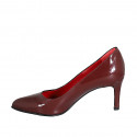 Escarpin à bout pointu pour femmes en cuir verni bordeaux talon 7 - Pointures disponibles:  42