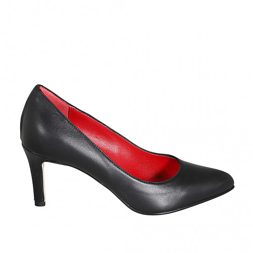 Escarpin pour femmes à bout pointu en cuir noir avec talon 7 - Pointures disponibles:  35