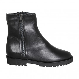 Bottines pour femmes avec fermetures éclair en cuir noir talon 3 - Pointures disponibles:  32, 34, 42, 43