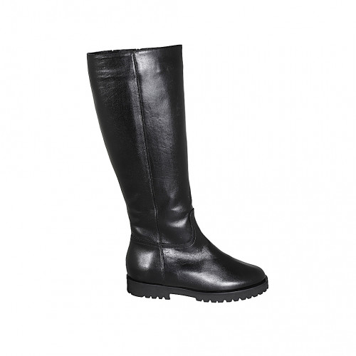 Bota para mujer en piel negra con cremallera tacon 3 - Tallas disponibles:  32, 34, 35, 42, 43