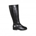 Stivale da donna in pelle nera con cerniera e fodera piede in pelliccia tacco 3 - Misure disponibili: 32, 34, 35, 42, 43