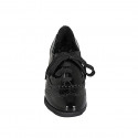 Woman's Oxford shoe with laces, removable insole and wingtip in black patent leather heel 6 - Available sizes:  31, 32, 42, 45