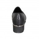 Woman's mocassin with elastic bands, captoe and removable insole in black leather wedge heel 4 - Available sizes:  42, 45