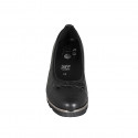 Woman's pump with removable insole, bow and captoe in black leather wedge heel 4 - Available sizes:  34, 42