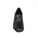 Woman's highfronted shoe with elastic band, zipper and removable insole in black leather heel 6 - Available sizes:  33, 43, 44