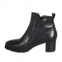 Stivaletto da donna in pelle nera con cerniere e plantare estraibile tacco 6 - Misure disponibili: 32, 43, 45