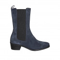 Stivaletto texano alto da donna in camoscio blu con elastici tacco 4 - Misure disponibili: 43, 46