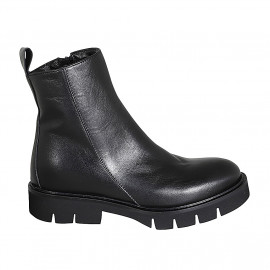 Bottines pour femmes en cuir noir avec fermeture éclair avec talon 3 - Pointures disponibles:  32, 35, 45