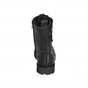 Stivaletto stringato da donna con cerniera e velcro in pelle nera tacco 3 - Misure disponibili: 32, 33, 34, 35, 42, 43, 44, 45, 46