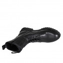 Stivaletto stringato da donna con cerniera e velcro in pelle nera tacco 3 - Misure disponibili: 32, 33, 34, 35, 42, 43, 44, 45, 46