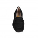 Mocassin pour femmes avec accessoire en daim noir talon 4 - Pointures disponibles:  33, 34, 42, 44, 45