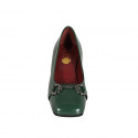 Escarpin pour femmes avec accessoire en cuir verni vert talon 5 - Pointures disponibles:  42