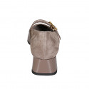 Escarpin Mary Jane pour femmes en daim et cuir verni taupe avec courroie talon 4 - Pointures disponibles:  43, 44, 45