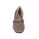 Escarpin Mary Jane pour femmes en daim et cuir verni taupe avec courroie talon 4 - Pointures disponibles:  43, 44, 45