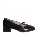 Woman's Mary Jane in black suede and patent leather with strap and heel 4 - Available sizes:  42, 43, 45