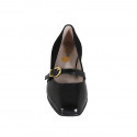 Escarpin Mary Jane pour femmes en daim et cuir verni noir avec courroie et talon 4 - Pointures disponibles:  42, 43, 45