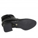 Stivaletto da donna con cerniera, elastico ed accessorio in pelle nera con tacco 5 - Misure disponibili: 32, 33, 43, 46