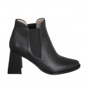 Bottines à bout pointu pour femmes avec elastiques en cuir noir talon 7 - Pointures disponibles:  43, 46