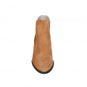 Bottines à bout pointu pour femmes avec elastique en daim cognac talon 7 - Pointures disponibles:  33, 34, 42, 43, 44, 45, 46