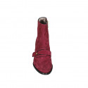 Stivaletto da donna in camoscio bordeaux con cerniera e accessorio tacco 7 - Misure disponibili: 42, 43, 44