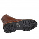 Botines para mujer con cordones, cremallera y punta de ala en piel cognac tacon 3 - Tallas disponibles:  32, 34, 43, 44, 47