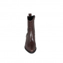 Woman's high Texan ankle boot in brown leather with zipper heel 4 - Available sizes:  43, 46