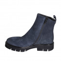 Botines para mujer en gamuza azul con cremallera tacon 3 - Tallas disponibles:  32, 33, 43