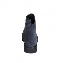 Botines para mujer en gamuza azul con cremallera tacon 3 - Tallas disponibles:  32, 33, 43